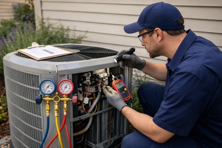 man doing ac maintenance